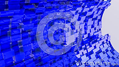 Blue convex cubes three-dimensional background. abstract illustration. 3d RENDERING Cartoon Illustration