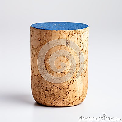Cork Stool With Subtle Blue Color And Gold Accent Stock Photo