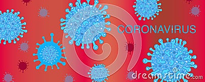 Blue corona virus infection vector banner with red background Vector Illustration