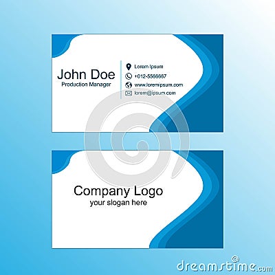 Blue corporate card, Blue and orange strip professional Identity card for the business, visiting card design, Vector Illustration