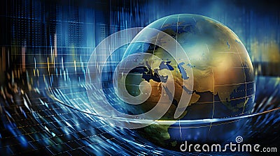 Blue Corporate World Business Background with Earth Globe Stock Photo