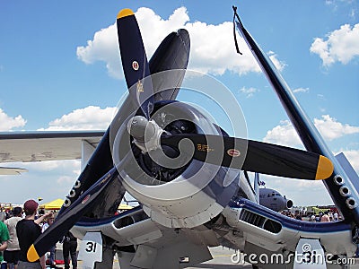 Blue Corsair Fighter Plane at the Airshow In Maryland Editorial Stock Photo