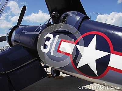 Blue Corsair Fighter Plane at the Airshow Editorial Stock Photo