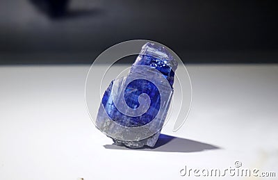 Blue corundum mineral form Tanzania. Corundum is gem varieties, Ruby and Sapphire. Stock Photo