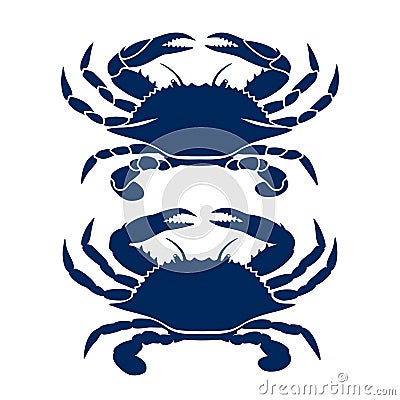 Blue crab drawing. This logo, icon may be used for a fishing business, restaurant seafood suppliers and so on. Vector Illustration