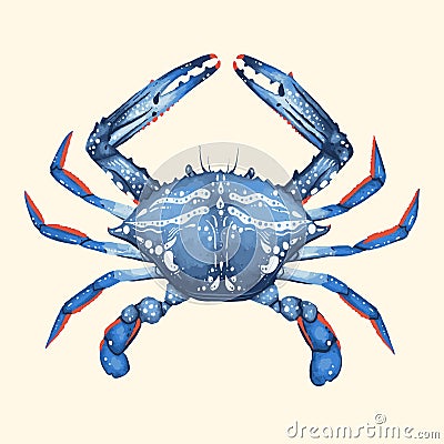 Blue crab illustration art with delicious seafood Vector Illustration