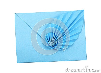 Blue craft paper envelope wuth draped element Stock Photo