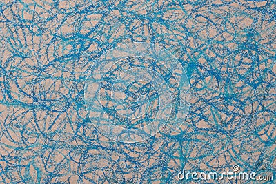 Blue crayon doodles drawing on brown paper Stock Photo