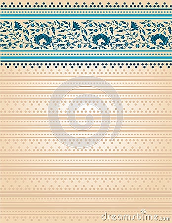 Blue and cream oriental saree background Vector Illustration