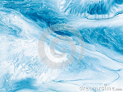 Blue creative abstract hand painted background, marble texture, abstract ocean Stock Photo