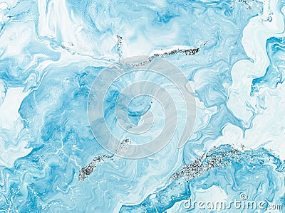Blue creative abstract hand painted background, marble texture, abstract ocean Stock Photo