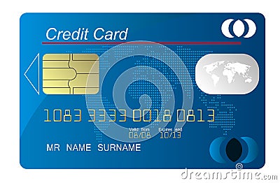 Blue credit card Vector Illustration