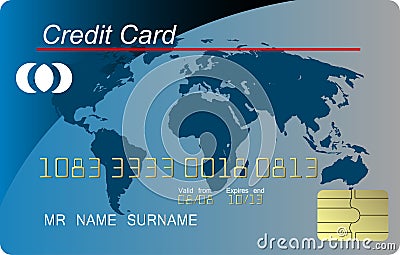 Blue credit card vecto Vector Illustration