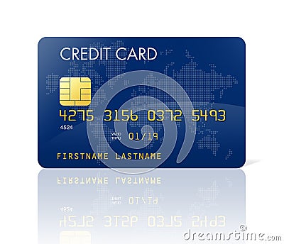 Blue credit card with world map Stock Photo