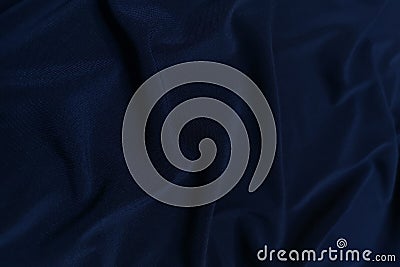 Blue crepe satin crumpled or wavy fabric texture background. Abstract linen cloth soft waves. Silk fabric. Smooth Stock Photo