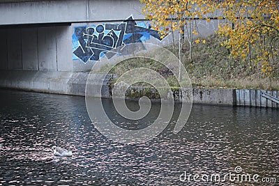 Blue Crime on The Canal Stock Photo