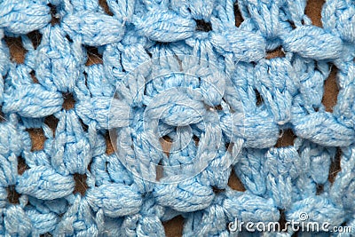 Blue crocheted afghan blanket detail Stock Photo