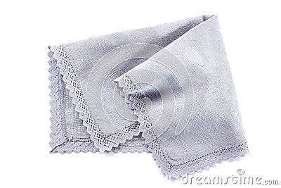 Blue crocheted napkin on white Stock Photo