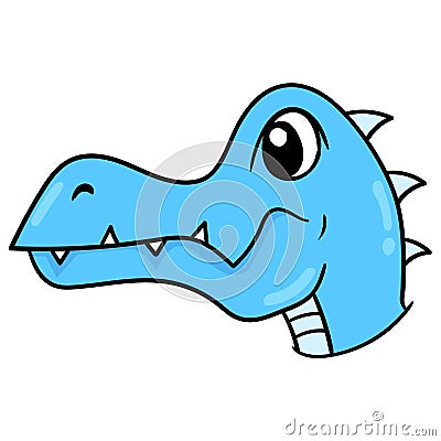 A blue crocodile head with sharp teeth visible from the side. doodle icon drawing Vector Illustration