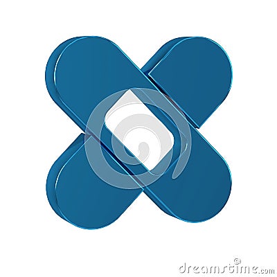 Blue Crossed bandage plaster icon isolated on transparent background. Medical plaster, adhesive bandage, flexible fabric Stock Photo