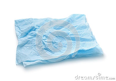 Blue crumpled paper napkin Stock Photo