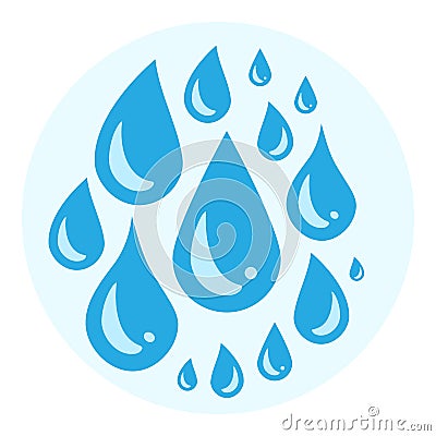 Blue cry cartoon tears icon or sweat drops from eyes Vector Illustration