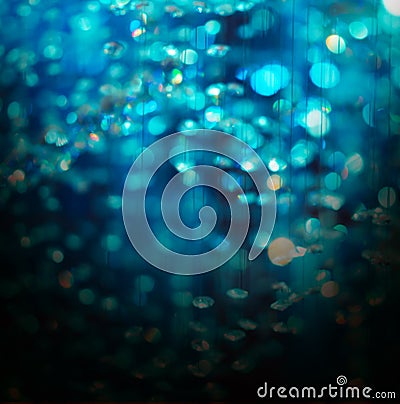 Blue crystal bokeh christmas abstract background Stock Photo