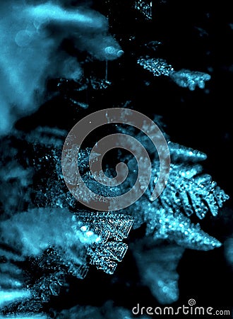 Blue crystal in the dark Stock Photo