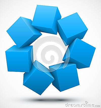 Blue cubes 3D Vector Illustration