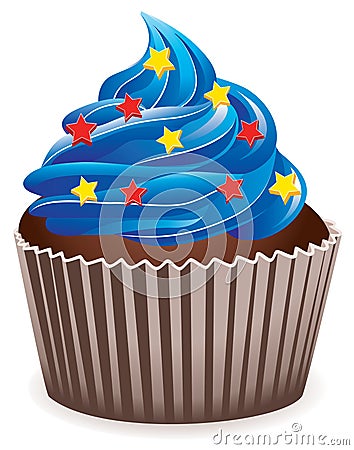 Blue cupcake Vector Illustration