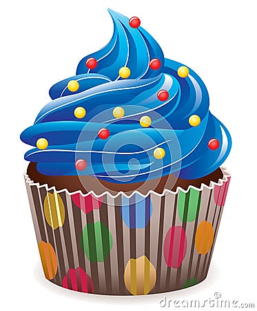 Blue cupcake Vector Illustration