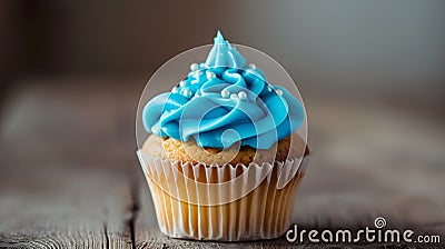 blue cupcake with icing. Close up product shot. Stock Photo