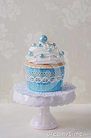 Blue cupcake Stock Photo