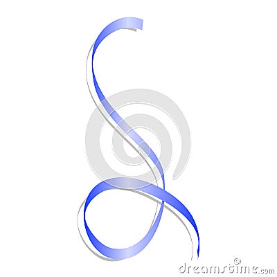 Blue curl ribbon mockup, realistic style Vector Illustration