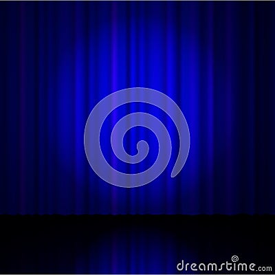 Blue curtain from the theatre Vector Illustration