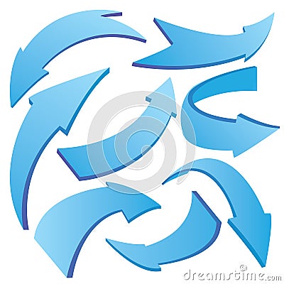 Blue Curved 3D Arrows Vector Illustration