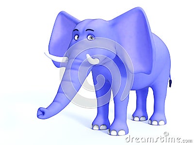 Blue cute toon elephant. Stock Photo