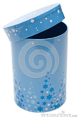 Blue cylindrical small box Stock Photo