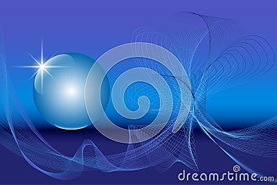 Blue 3D globe sphere on an abstract technology blue background Cartoon Illustration