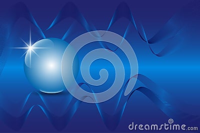 Blue 3D globe sphere on an abstract technology blue background Cartoon Illustration