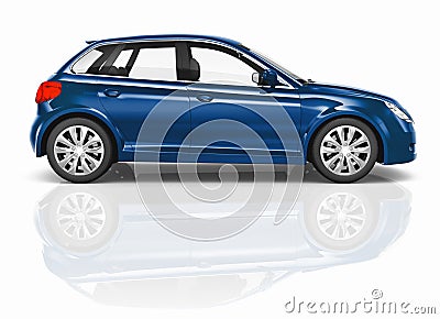 Blue 3D Hatchback Car Illustration Stock Photo