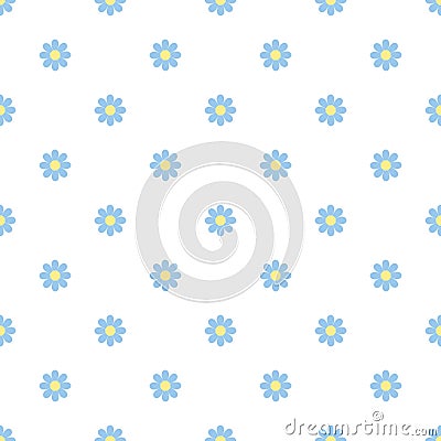 Blue daisy flower seamless pattern Vector Illustration