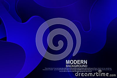 Blue dark composition with gradient, abstract oval shapes, wavy stripes Vector Illustration