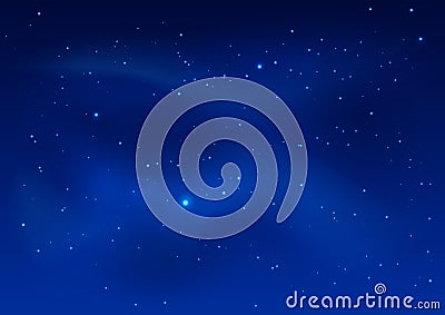 Blue dark night sky and stars Vector Illustration