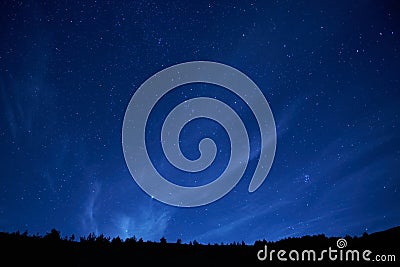 Blue dark night sky with stars. Stock Photo