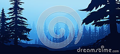 blue dark silhouette forest layer parallax ready Vector Illustration