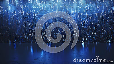 Blue data wall with blinking pixel, symbolizing information overload and quest for understanding Stock Photo
