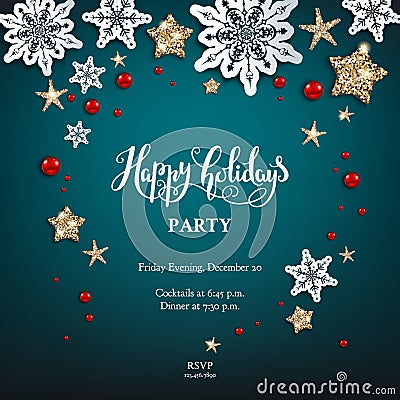 Chistmas blue holiday frame Vector Illustration