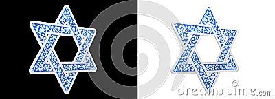 blue decorative pattern magen david isolated - computer generated object 3D rendering Stock Photo
