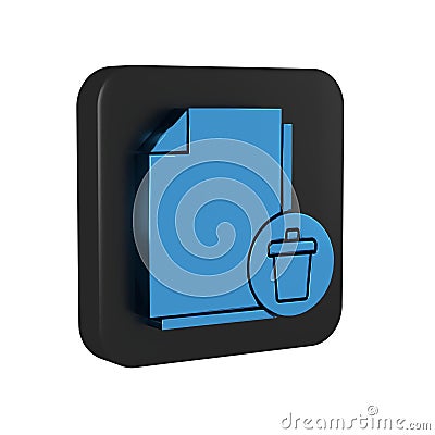 Blue Delete file document icon isolated on transparent background. Paper sheet with recycle bin sign. Rejected document Stock Photo